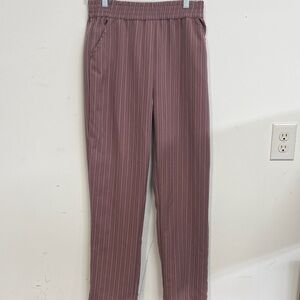 Umgee Pink Pinstripe Pants Elastic Waist Striped Mauve M